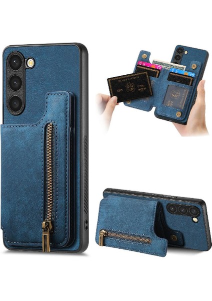 Samsung Galaxy S23 Artı Standı Fonksiyonu Katlanabilir Arka Kapak Fermuar (Yurt Dışından)