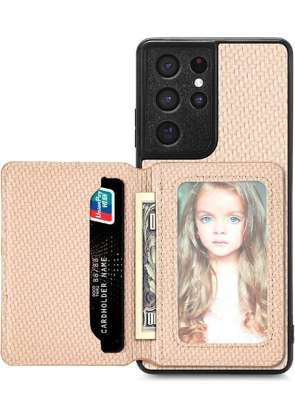 Samsung Galaxy S21 Ultra Manyetik Kart Tutucu Komple Kamera Için Kılıf (Yurt Dışından)
