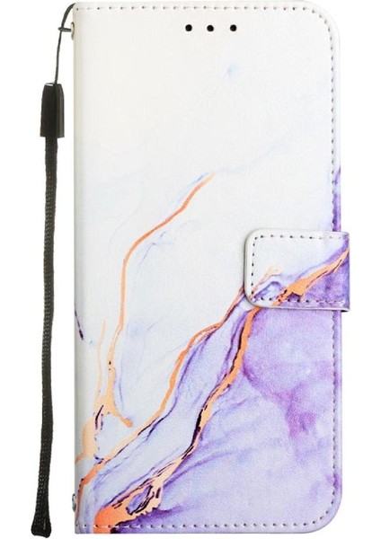 Samsung Galaxy A30S Mermer Desen Kickstand Cüzdan Pu Deri Kılıf (Yurt Dışından)