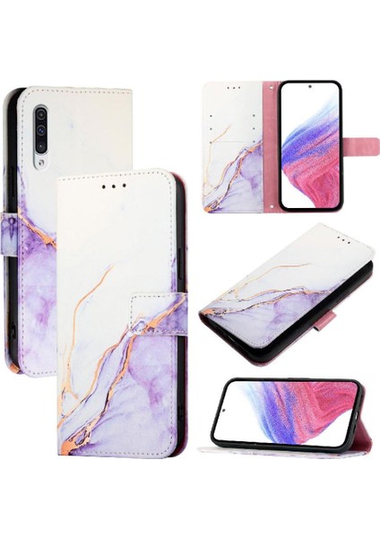 Samsung Galaxy A30S Mermer Desen Kickstand Cüzdan Pu Deri Kılıf (Yurt Dışından)