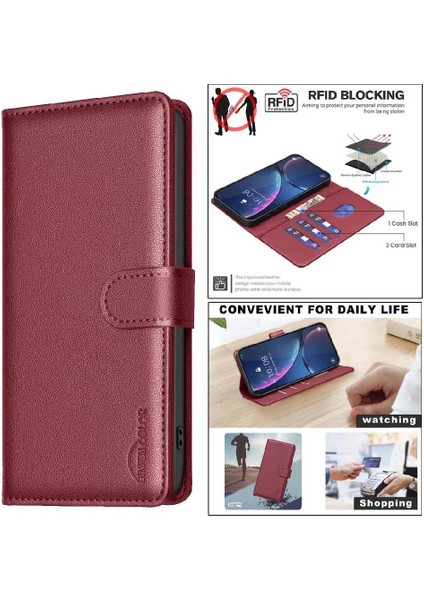 Manyi Mall Samsung Galaxy A05S Için Flip Case Pu Deri Cüzdan Rfıd Engelleme Manyetik (Yurt Dışından)