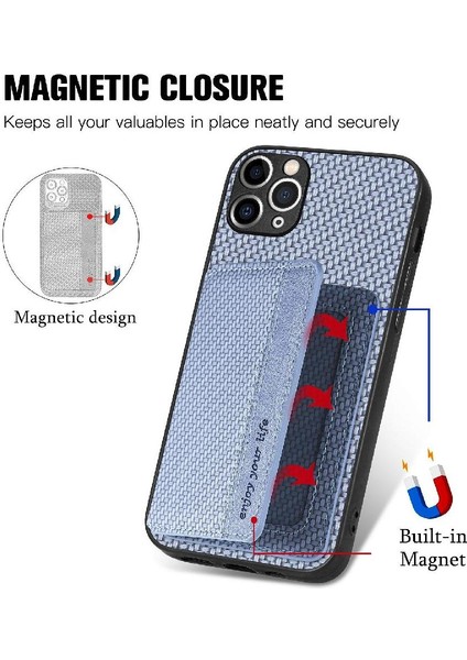 IPhone 11 Için Kılıf Pro Max Manyetik Kart Tutucu Standı Fonksiyonu Rfıd Kamera (Yurt Dışından)