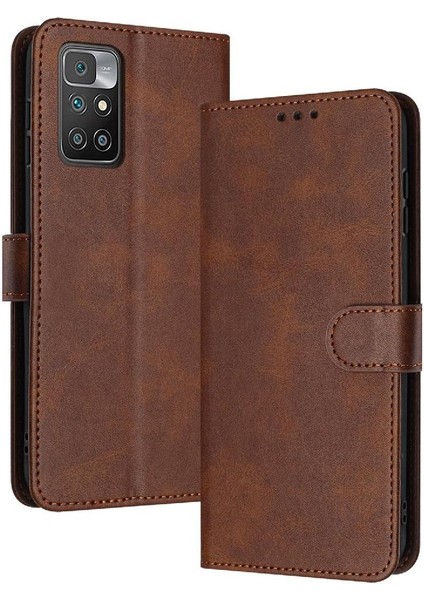 Xiaomi Redmi 10 Başbakan Kickstand Saf Renk Pu Deri Için Flip Case (Yurt Dışından)