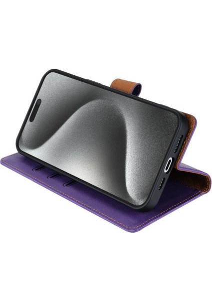 IPhone 15 Pro Için Flip Case Yan Cep Manyetik Kapatma Kart Yuvaları Anti (Yurt Dışından)