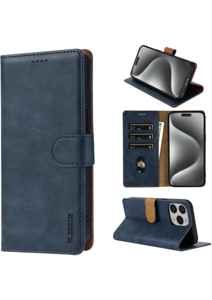 IPhone 15 Pro Için Flip Case Yan Cep Manyetik Kapatma Kart Yuvaları Anti (Yurt Dışından)