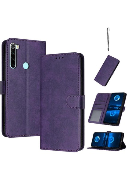 Xiaomi Redmi Not 8 Için Flip Case Saf Renk Pu Deri Kart Yuvası ile (Yurt Dışından)