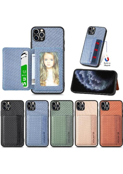 IPhone 11 Için Kılıf Pro Max Manyetik Kart Tutucu Standı Fonksiyonu Rfıd Kamera (Yurt Dışından)