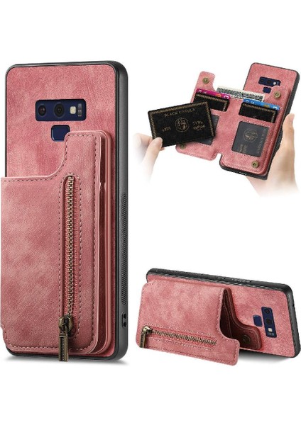 Samsung Galaxy Not 9 Için Kılıf Katlanabilir Arka Kapak Vintage Fermuar Cüzdan (Yurt Dışından)
