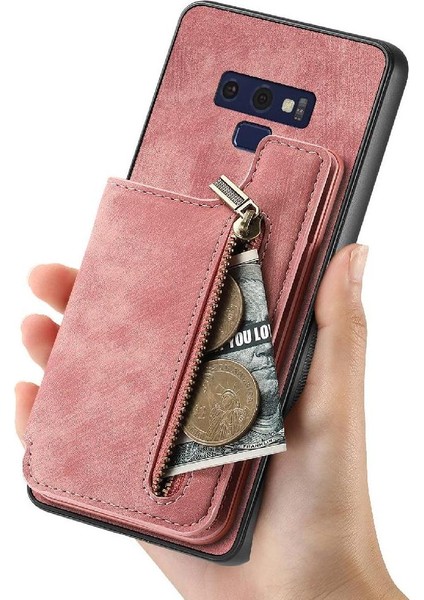 Samsung Galaxy Not 9 Için Kılıf Katlanabilir Arka Kapak Vintage Fermuar Cüzdan (Yurt Dışından)