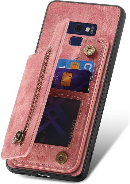 Samsung Galaxy Not 9 Için Kılıf Katlanabilir Arka Kapak Vintage Fermuar Cüzdan (Yurt Dışından)
