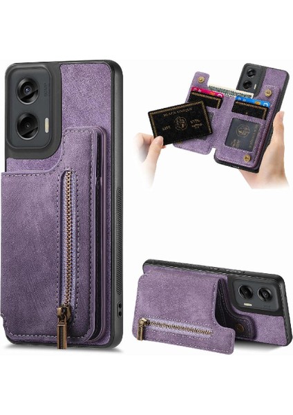 Motorola Moto G Stylus 5g Için Kılıf 2024 Katlanabilir Arka Kapak Vintage Fermuar (Yurt Dışından)