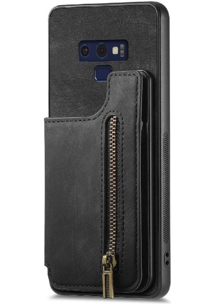 Samsung Galaxy Not 9 Için Kılıf Katlanabilir Arka Kapak Vintage Fermuar Cüzdan (Yurt Dışından)