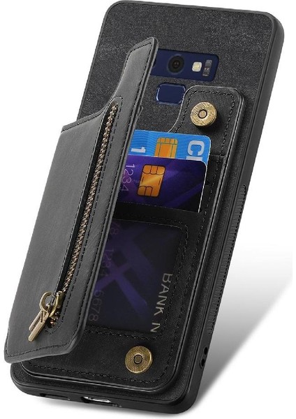 Samsung Galaxy Not 9 Için Kılıf Katlanabilir Arka Kapak Vintage Fermuar Cüzdan (Yurt Dışından)