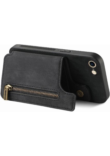 IPhone 7/8 Için Kılıf Vintage Fermuar Cüzdan Standı Fonksiyonu Katlanabilir Geri (Yurt Dışından)