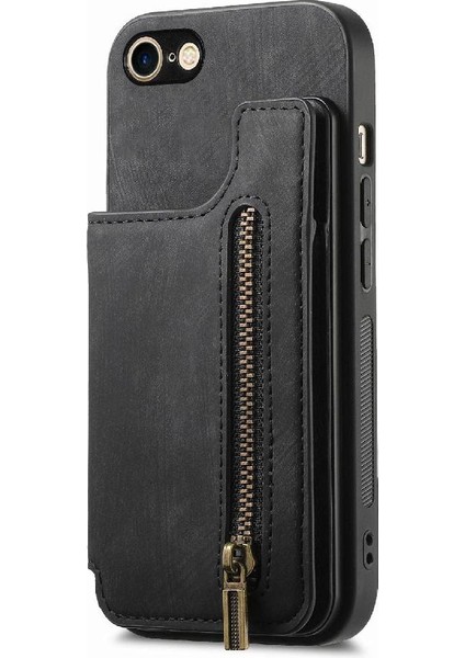 IPhone 7/8 Için Kılıf Vintage Fermuar Cüzdan Standı Fonksiyonu Katlanabilir Geri (Yurt Dışından)