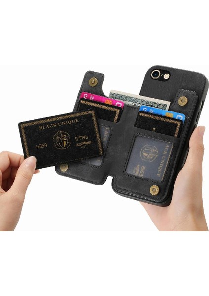 IPhone 7/8 Için Kılıf Vintage Fermuar Cüzdan Standı Fonksiyonu Katlanabilir Geri (Yurt Dışından)