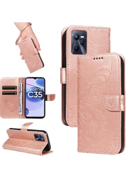 Realme C35 4g Yüksek Kalite Deri Ayrılabilir El Kayışı Için Flip Case (Yurt Dışından)