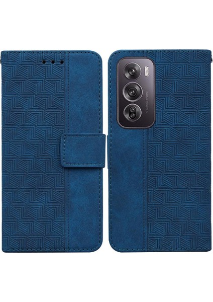 Oppo Oppo 12 Pro 5g Için Flip Case Premium Pu Deri Geometrik Kabartmalı (Yurt Dışından)