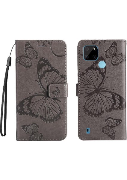 Kart Yuvası Standı ile Realme C21Y Flip Kickstand Pu Deri Için Flip Case (Yurt Dışından)
