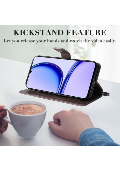 Realme C53 Manyetik Kapak Flip Kickstand Için Flip Case Kart Yuvası ile Pu (Yurt Dışından)