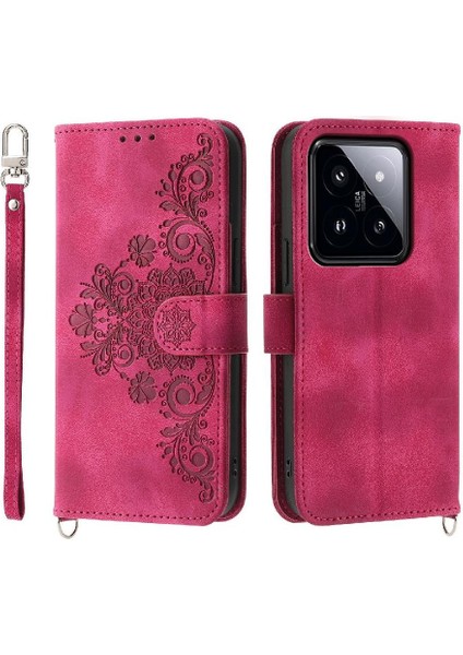 Xiaomi 14 Pro Kabartmalı Darbeye Çoklu Kredi Kartı Yuvaları Için Flip Case (Yurt Dışından)