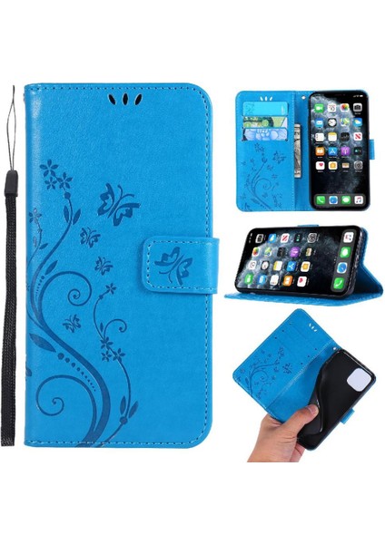 IPhone 11 Için Filp Durumda Pro Max Kart Tutucu Bilek Kayışı Kickstand Pu (Yurt Dışından)