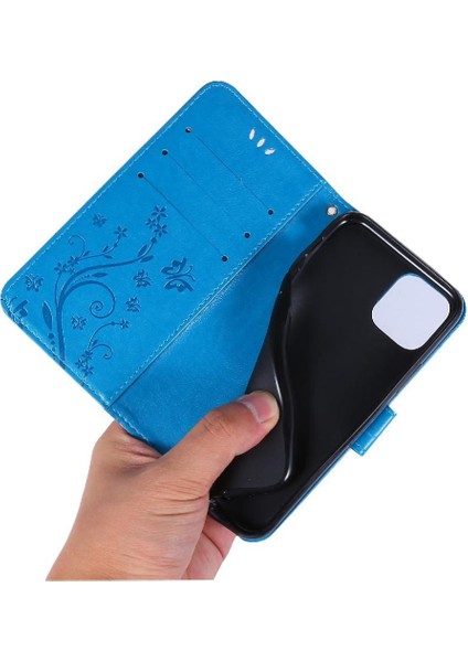 IPhone 11 Için Filp Durumda Pro Max Kart Tutucu Bilek Kayışı Kickstand Pu (Yurt Dışından)