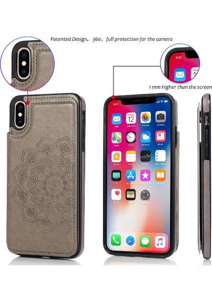 IPhone X/xs Için Kart Tutucu Kılıf ile Cüzdan Pu Deri Çevirme Darbeye (Yurt Dışından)