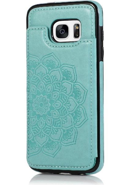 Samsung Galaxy S7 Kenar Desen Çiçek Pu Için Kart Tutucu Kılıf ile Cüzdan (Yurt Dışından)