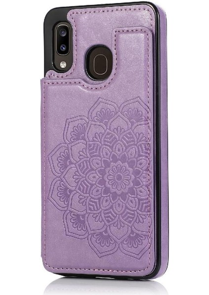 Samsung Galaxy A20/A30 Desen Çiçek Pu Için Kart Tutucu Kılıf ile Cüzdan (Yurt Dışından)