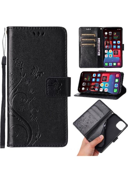 IPhone 13 Için Filp Durumda Bilek Kayışı Kart Tutucu Pu Deri Kickstand (Yurt Dışından)