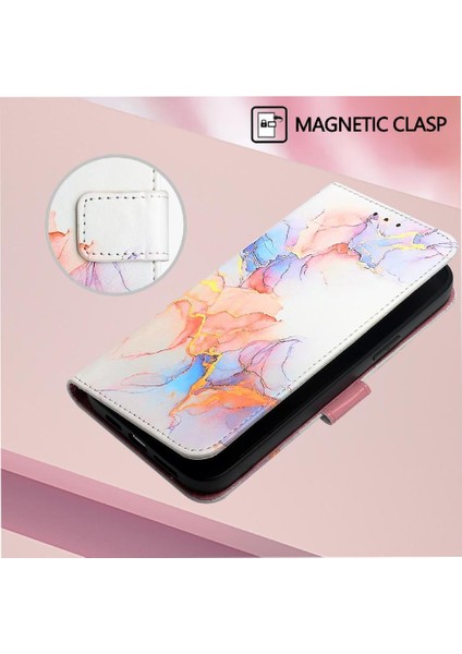 Samsung Galaxy J6 2018 Kickstand Pu Deri Mermer Desen Cüzdan (Yurt Dışından)