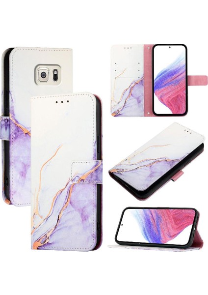 Samsung Galaxy S6 Kenar Cüzdan Mermer Desen Kickstand Pu Deri (Yurt Dışından)