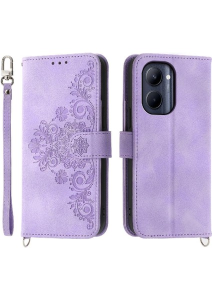Realme C33 Darbeye Dayanıklı Kabartmalı Çoklu Kredi Kartı Yuvaları Için Flip Case (Yurt Dışından)