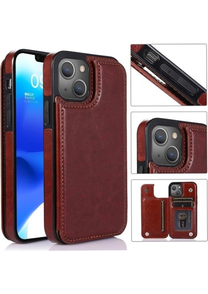Kart Tutucu Kickstand Kart Yuvaları ile IPhone 14 Artı Cüzdan Durumda Pu (Yurt Dışından)