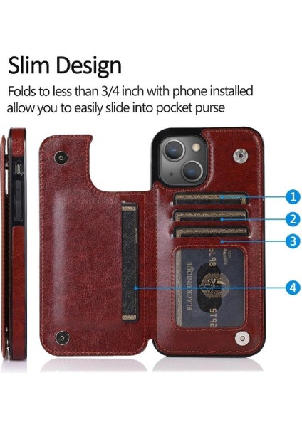 Kart Tutucu Kickstand Kart Yuvaları ile IPhone 14 Artı Cüzdan Durumda Pu (Yurt Dışından)