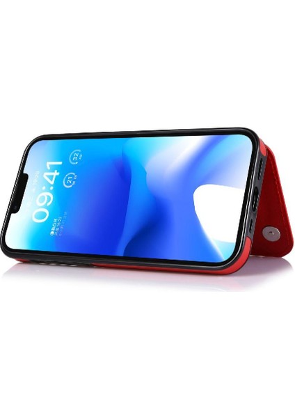 Kart Tutucu Kickstand Kart Yuvaları ile IPhone 14 Artı Cüzdan Durumda Pu (Yurt Dışından)