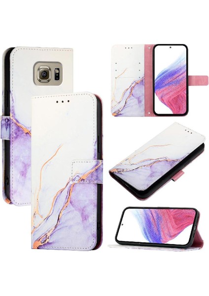 Samsung Galaxy S6 Mermer Desen Kickstand Cüzdan Pu Deri Kılıf (Yurt Dışından)