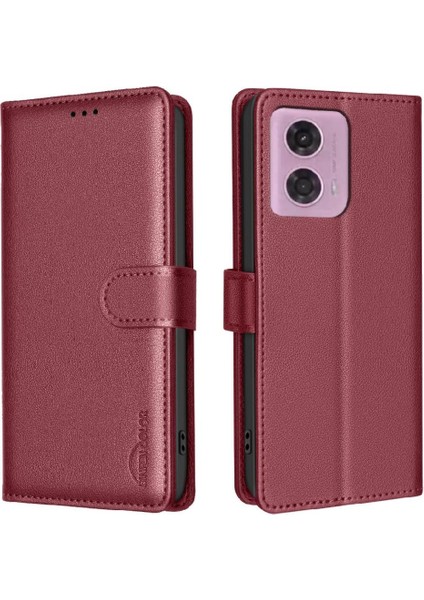Motorola Moto G24 Için Flip Case Pu Deri Kart Tutucu Kickstand Manyetik (Yurt Dışından)