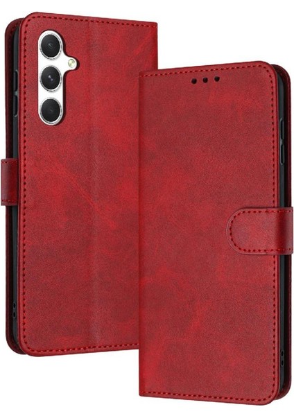 Samsung Galaxy A15 Için Flip Case 4g/5g Saf Renk Kickstand Pu Deri (Yurt Dışından)