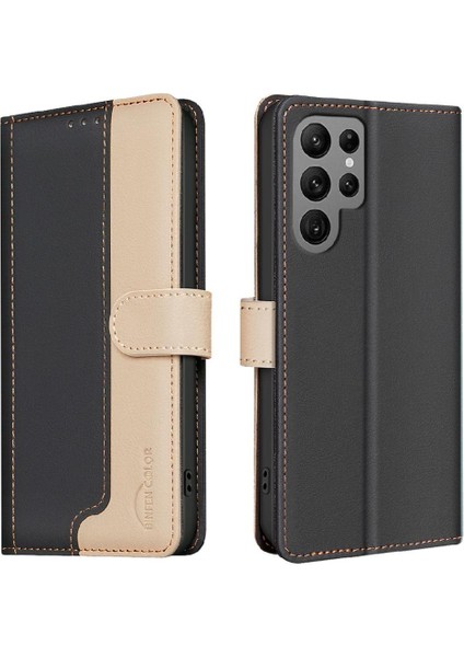 Samsung Galaxy S22 Ultra Rfıd Engelleme Darbeye Tpu Iç Için Flip Case (Yurt Dışından)