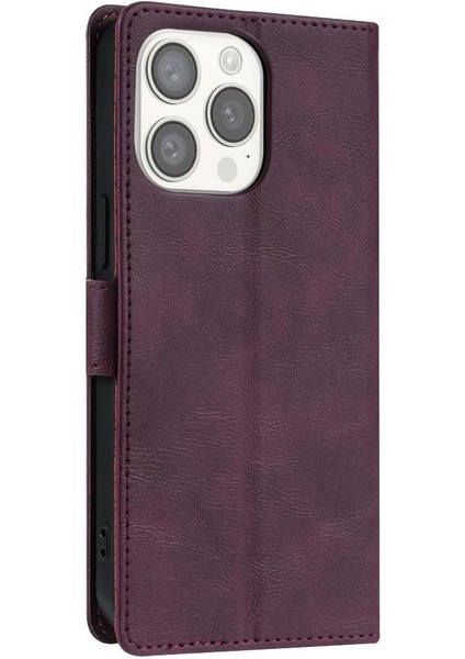 IPhone 15 Pro Için Flip Case Yan Cep Manyetik Kapatma Kart Yuvaları Anti (Yurt Dışından)