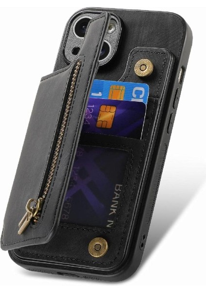 IPhone 14 Için Kılıf Katlanabilir Arka Kapak Standı Fonksiyonu Vintage Fermuar Cüzdan (Yurt Dışından) indirimleri