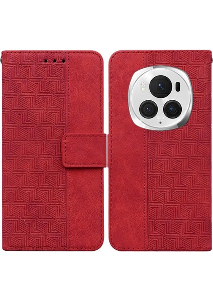 Manyi Mall Onur Magic6 Pro Flip Folio Kickstand Özelliği Için Flip Case Geometrik Pu (Yurt Dışından)