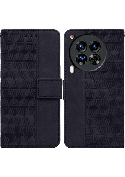 Tecno Camon 30 Premier Geometrik Kabartmalı Cüzdan Kapak Pu Için Flip Case (Yurt Dışından)