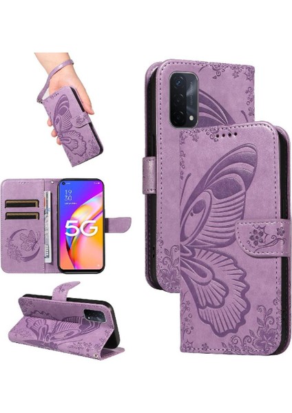 Oppo Için Flip Case A93 5G/A74 5G/A54 5g Ayrılabilir El Kayışı Kabartmalı (Yurt Dışından)