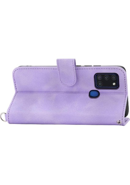 Samsung Galaxy A21S Kabartmalı Bileklik Çoklu Kredi Kartı Için Flip Case (Yurt Dışından)