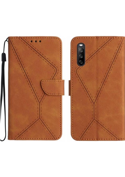 Sony Xperia 10 Vı Dikiş Için Flip Case Kabartmalı Yüksek Kaliteli Tpu Yumuşak (Yurt Dışından)