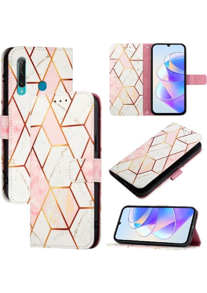 Onur 20 Lite Için Kılıf/onur 20E Cüzdan Mermer Desen Kickstand Pu Deri (Yurt Dışından)