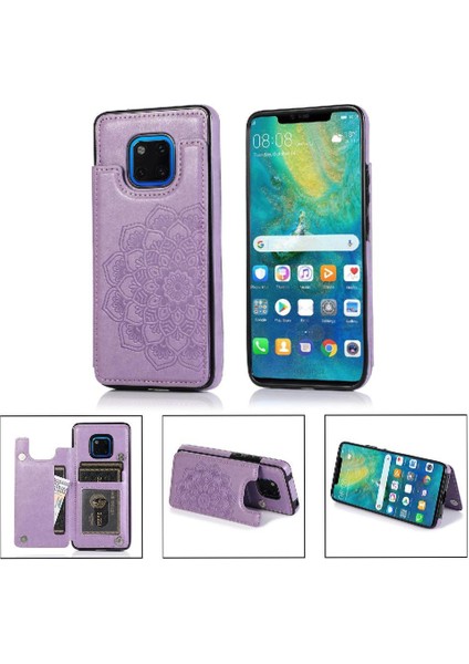 Manyi Mall Cüzdan Kart Tutucu Kılıf ile Huawei Mate 20 Pro Çift Düğmeler Pu Flip (Yurt Dışından)